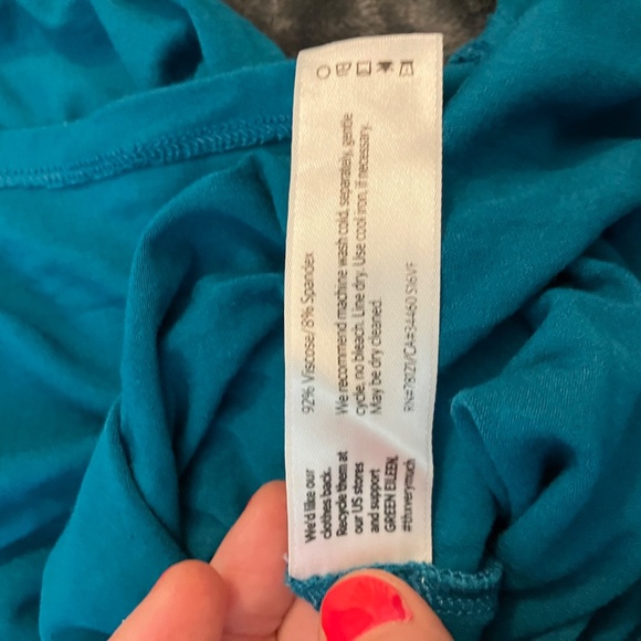 Eileen Fisher Petite Medium PM Teal Sleeveless Tunic Dress Jersey Knit - Picture 5 of 5